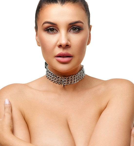 Coleira Submissão - Metal e Couro