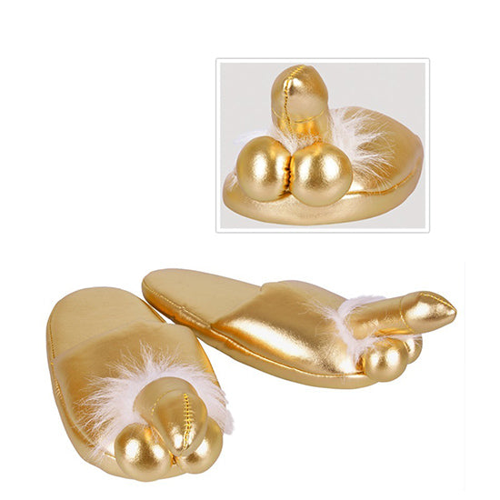 Pantufas Douradas Com Pénis