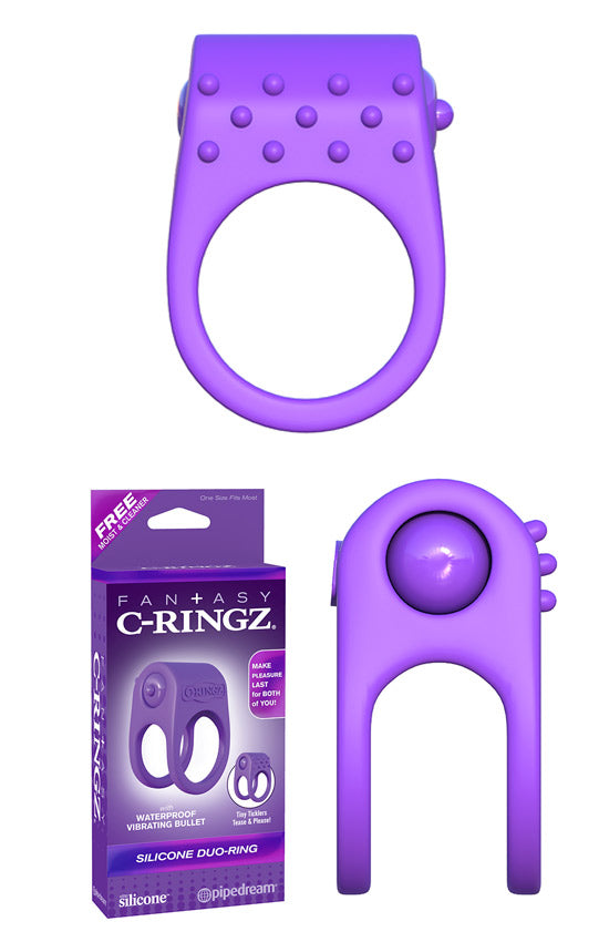 Anel De Ereção Com Vibração Dupla Argola - Roxo