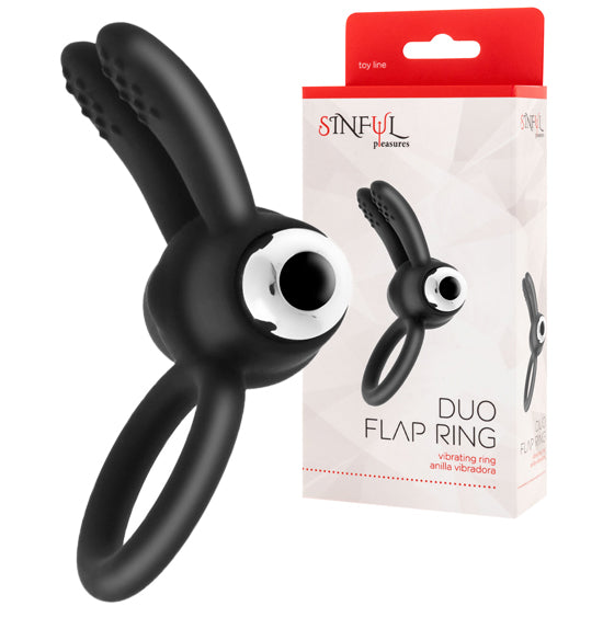 Anel Com Vibração - Duo Flap Ring Rosa/ Preto