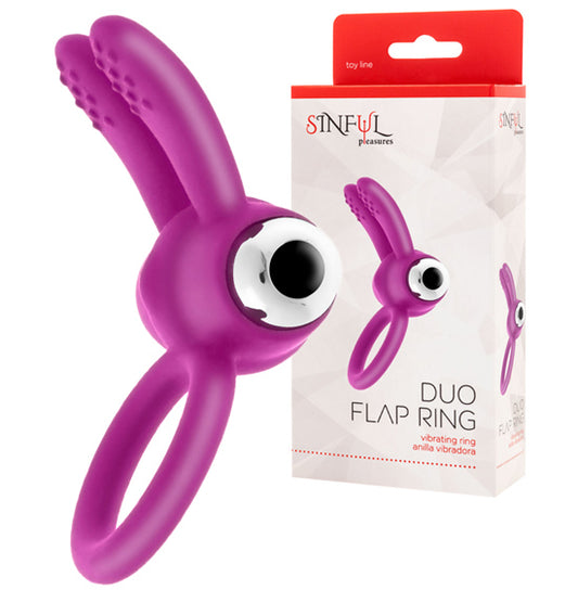 Anel Com Vibração - Duo Flap Ring Rosa/ Preto