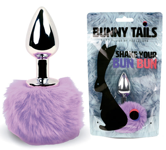 Plug Anal Rabo Coelhinho Metal - Preto/Roxo/Rosa