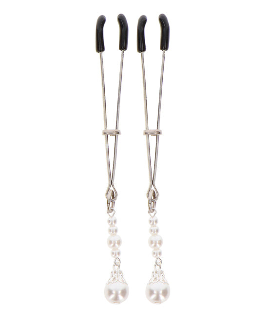 Pinças Mamilos Pérolas Prateado