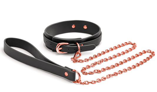 Coleira & Trela - Preto & Rose Gold