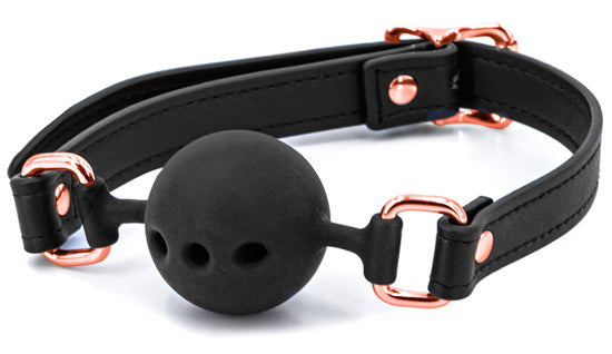 Mordaça Bola - Preto & Rose Gold