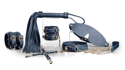 Kit 6 Peças Bondage - Azul & Dourado