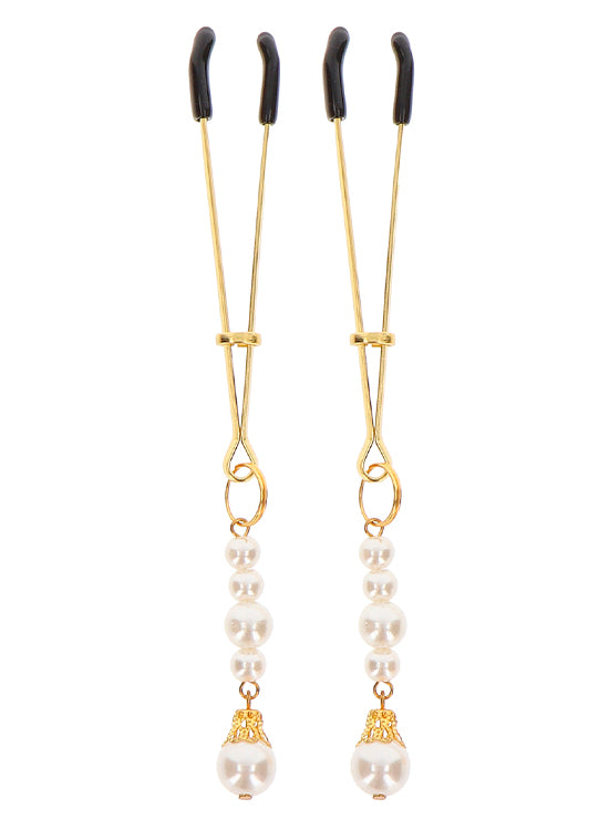 Pinças Mamilos Pérolas Dourado