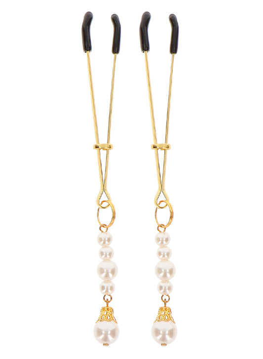 Pinças Mamilos Pérolas Dourado