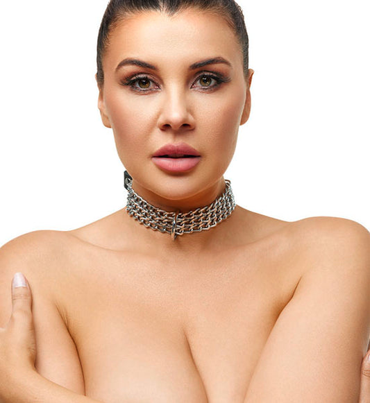 Coleira Submissão - Metal e Couro