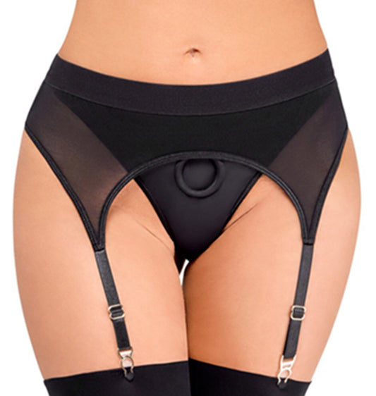 Cueca & Suspensórios Strap-On - Preto