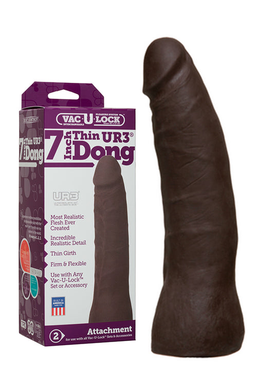 Dildo Realístico Fino Doc Jonhson® VAC-U-LOCK Escuro - 17cm
