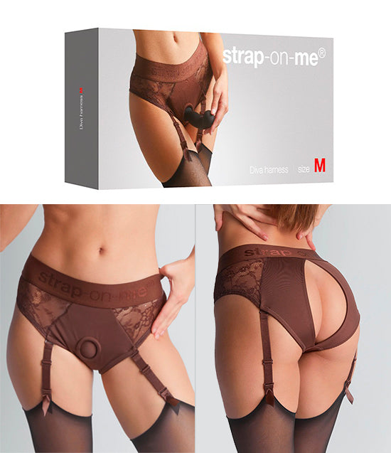 Arnés Cueca Culotte Com Ligueiros - Castanho