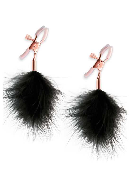 Pinças De Mamilos Com Plumas - Vermelho/ Rosa/ Negro