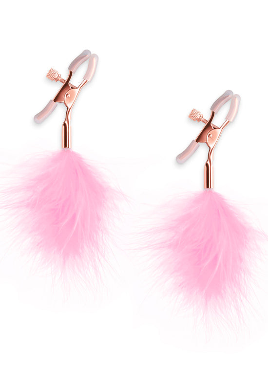 Pinças De Mamilos Com Plumas - Vermelho/ Rosa/ Negro