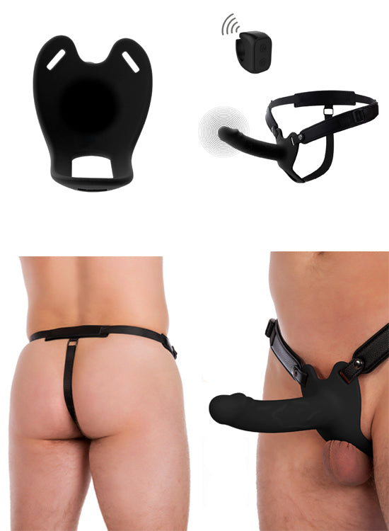 Strap-On Extensor com Vibração Preto - 16 cm