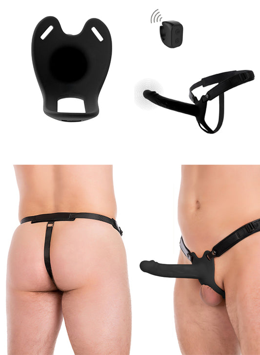 Strap-On Extensor com Vibração Preto - 20 cm