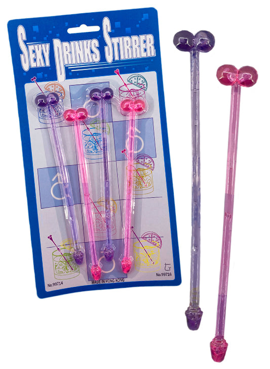 Pauzinho para misturar cocktails em forma de pénis - 4 unidades